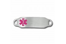 MyIDDr Classic 2 Steel Medical ID Plate Tag Replacement or Attach to Beaded Bracelet Special Addition Magenta